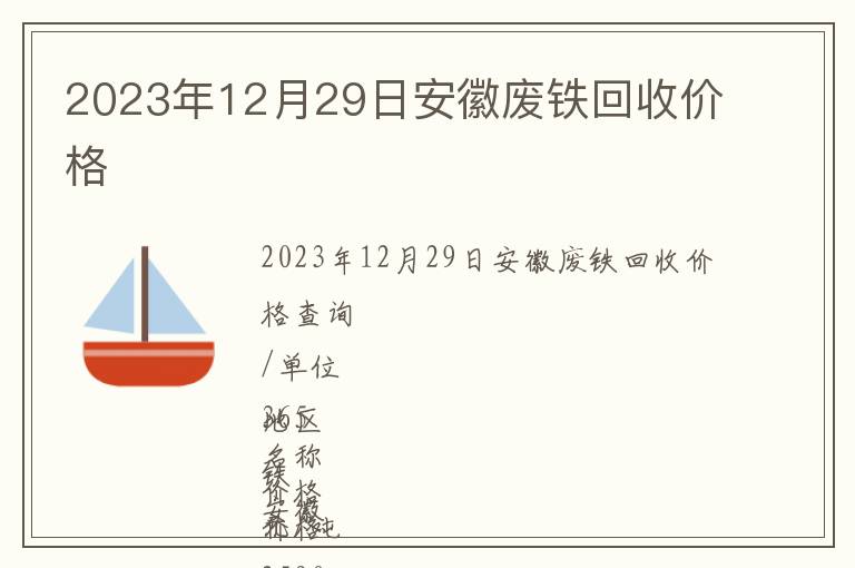 2023年12月29日安徽廢鐵回收價格