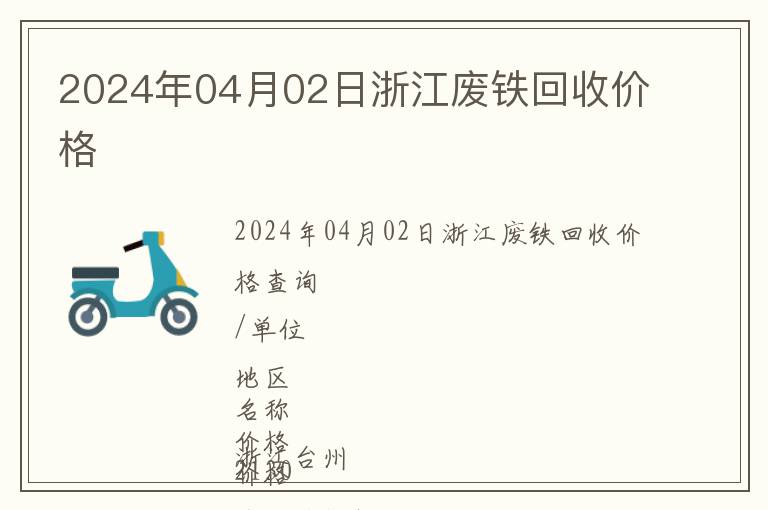 2024年04月02日浙江廢鐵回收價格