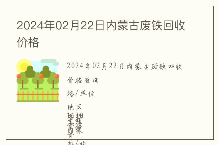 2024年02月22日內蒙古廢鐵回收價格