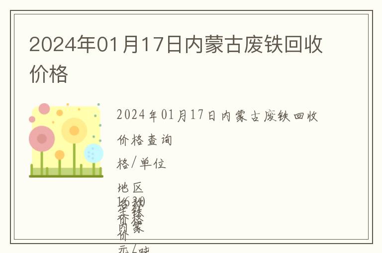 2024年01月17日內(nèi)蒙古廢鐵回收價(jià)格