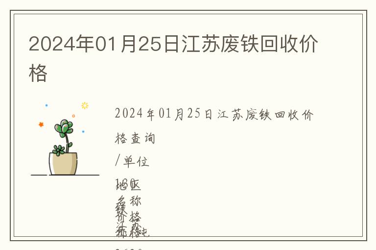 2024年01月25日江蘇廢鐵回收價格