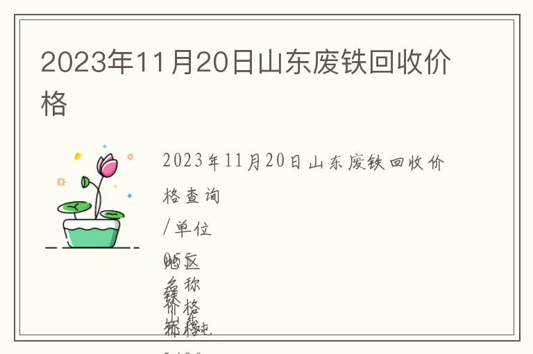 2023年11月20日山東廢鐵回收價格