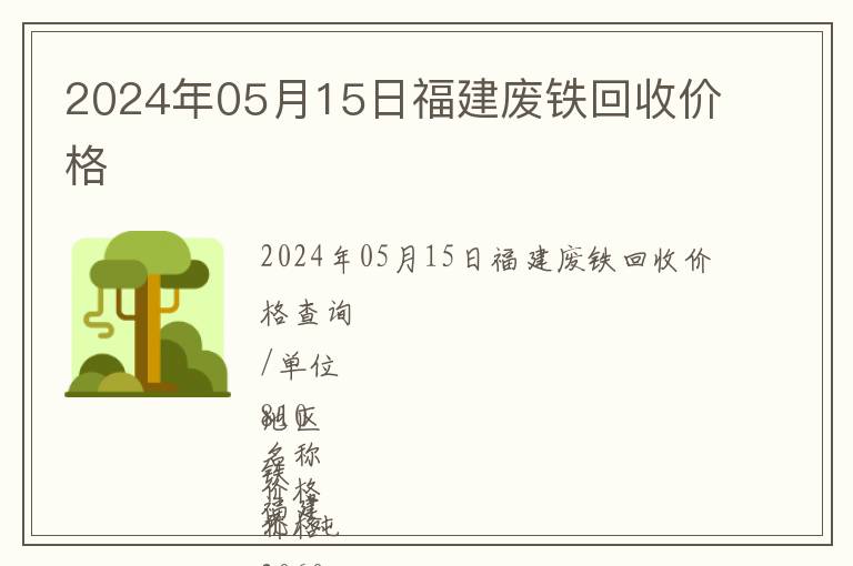 2024年05月15日福建廢鐵回收價(jià)格