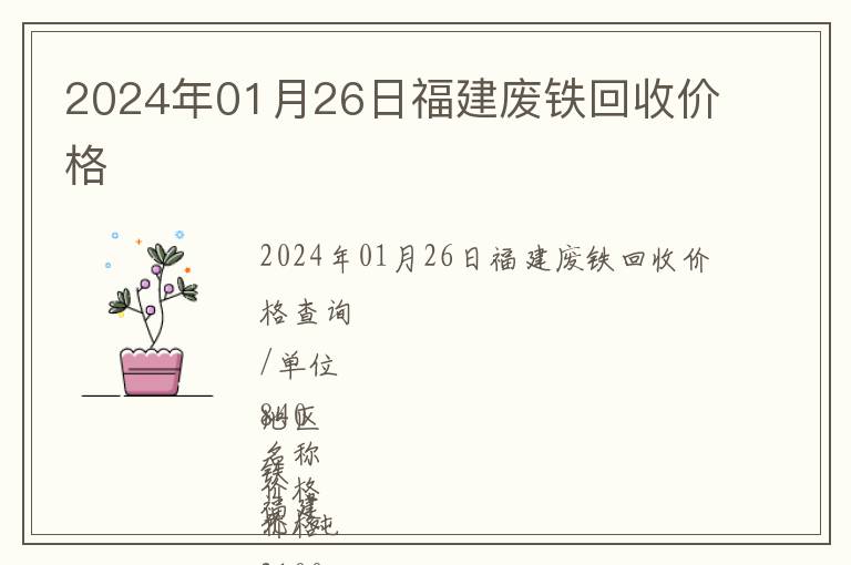 2024年01月26日福建廢鐵回收價(jià)格