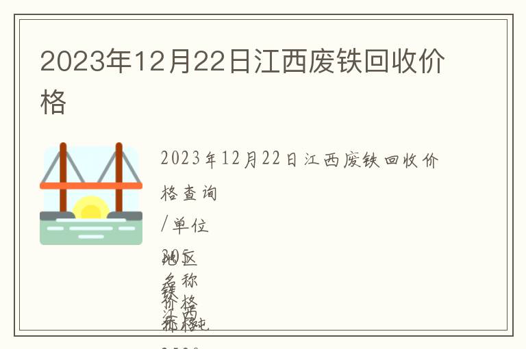 2023年12月22日江西廢鐵回收價格