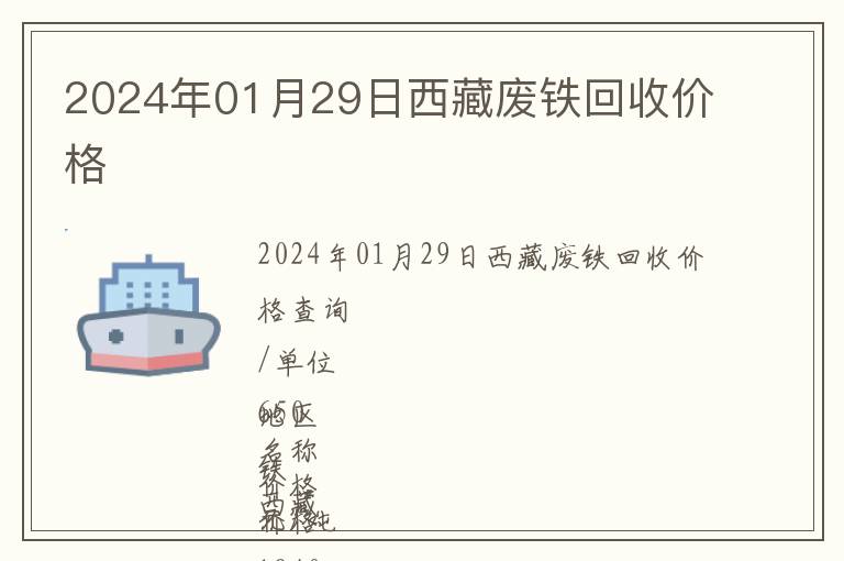2024年01月29日西藏廢鐵回收價格