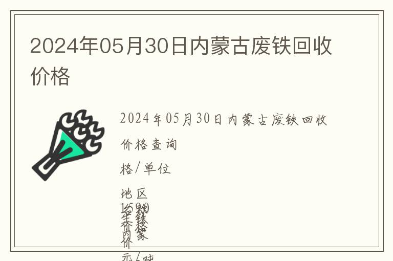2024年05月30日內(nèi)蒙古廢鐵回收價格