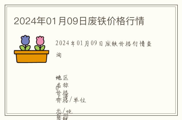 2024年01月09日廢鐵價(jià)格行情