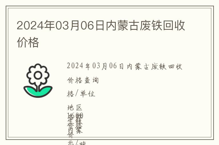 2024年03月06日內(nèi)蒙古廢鐵回收價格