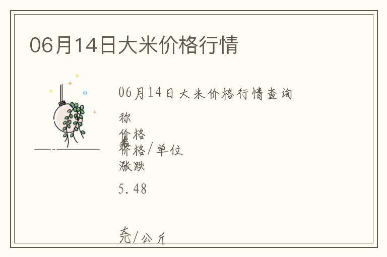 06月14日大米價(jià)格行情