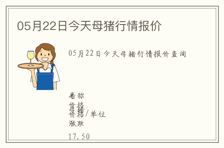 05月22日今天母豬行情報(bào)價(jià)