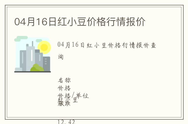 04月16日紅小豆價格行情報價