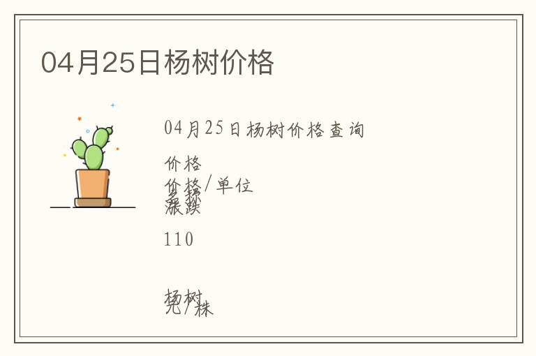 04月25日楊樹價(jià)格