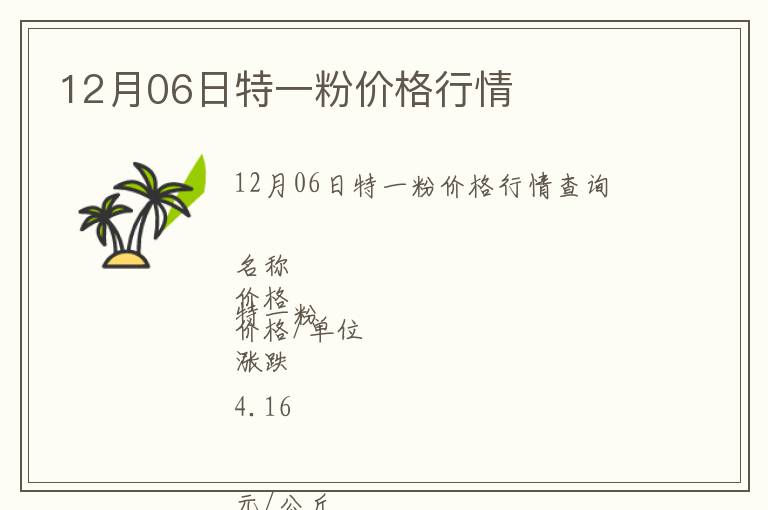 12月06日特一粉價(jià)格行情