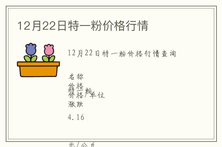 12月22日特一粉價(jià)格行情