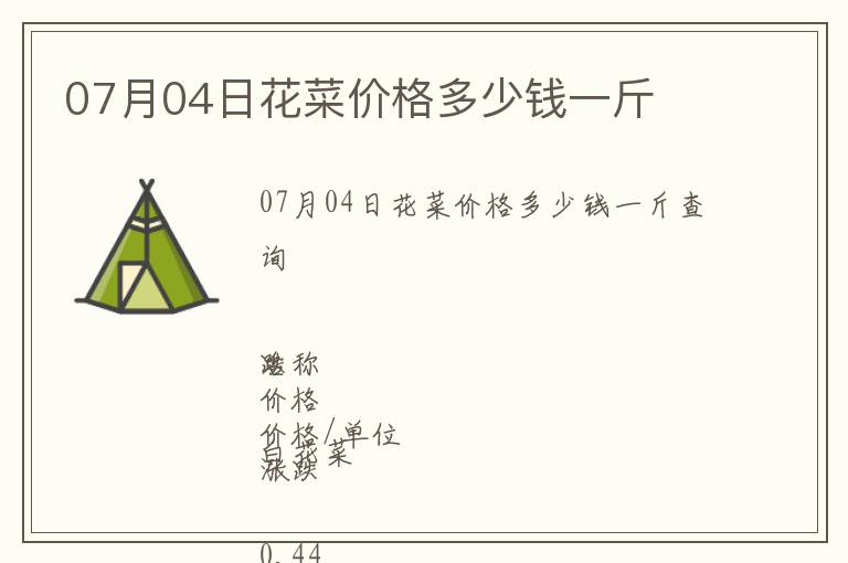 07月04日花菜價格多少錢一斤