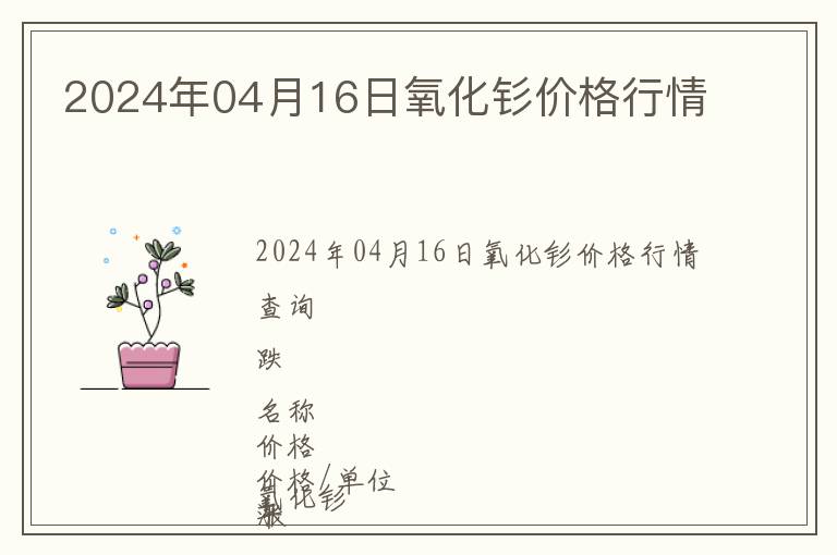 2024年04月16日氧化釤價(jià)格行情