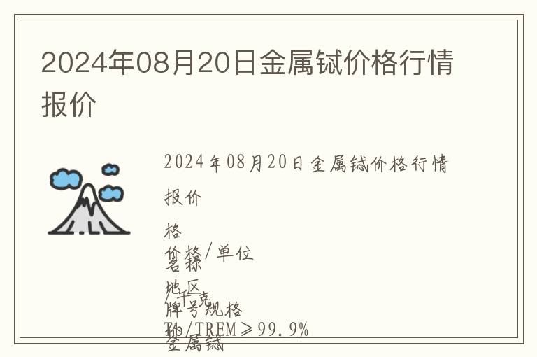 2024年08月20日金屬鋱價(jià)格行情報(bào)價(jià)