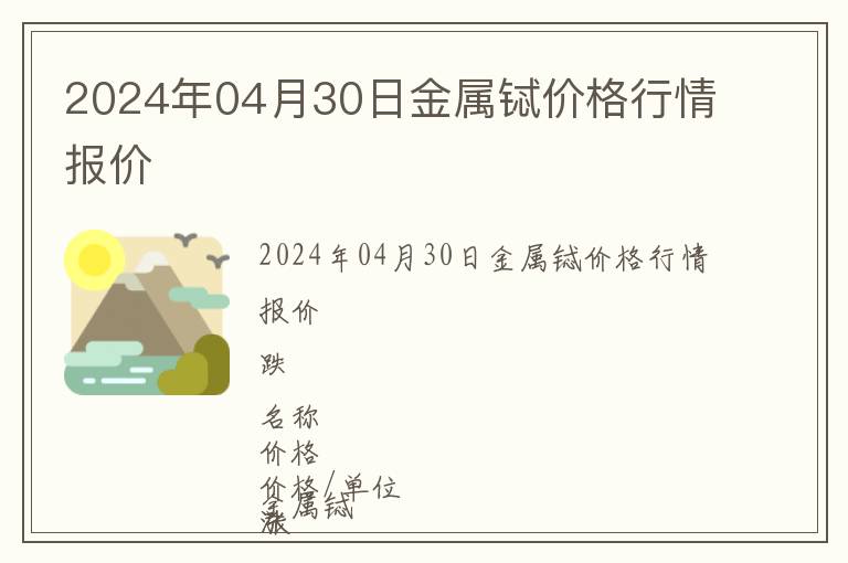 2024年04月30日金屬鋱價格行情報價