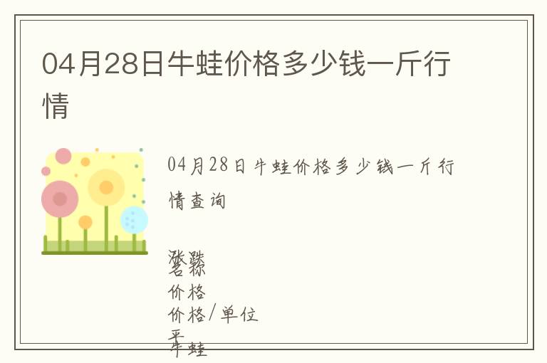 04月28日牛蛙價格多少錢一斤行情