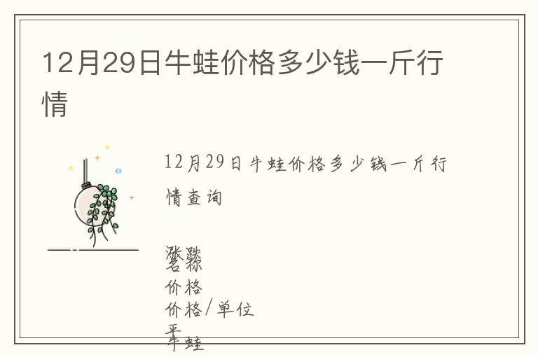12月29日牛蛙價(jià)格多少錢一斤行情