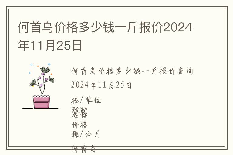 何首烏價(jià)格多少錢一斤報(bào)價(jià)2024年11月25日