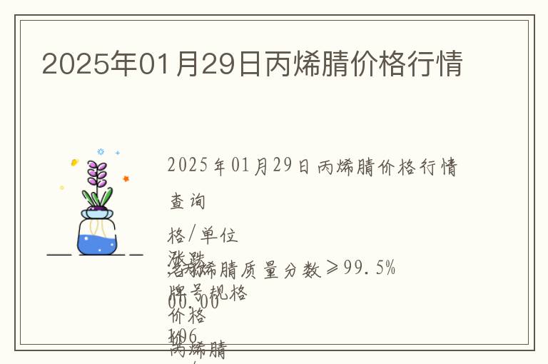 2025年01月29日丙烯腈價(jià)格行情