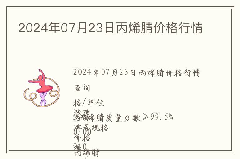 2024年07月23日丙烯腈價格行情