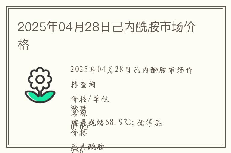 2025年04月28日己內酰胺市場價格