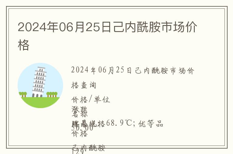 2024年06月25日己內(nèi)酰胺市場(chǎng)價(jià)格