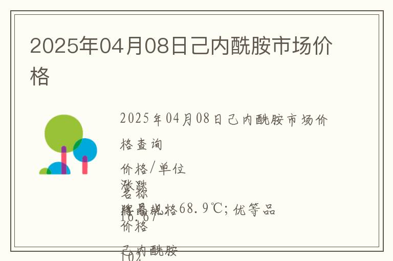 2025年04月08日己內酰胺市場價格