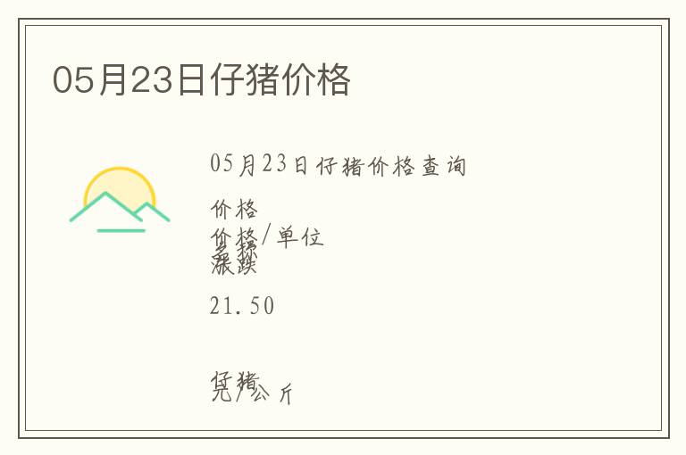 05月23日仔豬價格