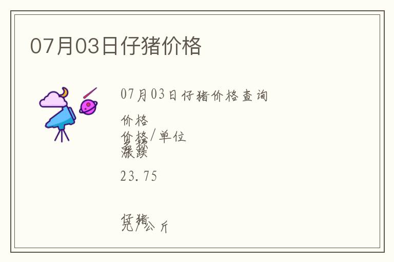 07月03日仔豬價(jià)格