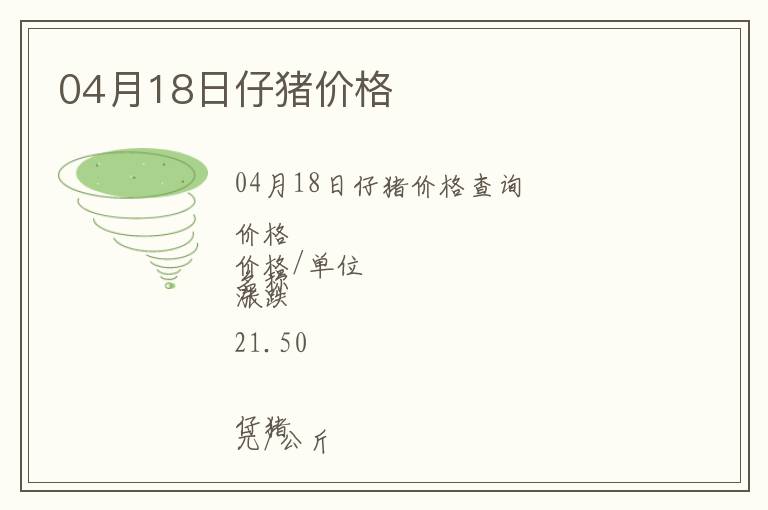 04月18日仔豬價(jià)格
