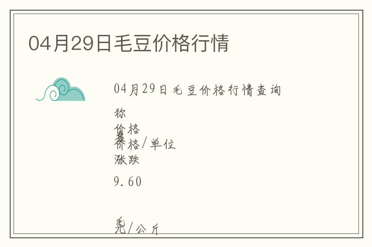04月29日毛豆價格行情