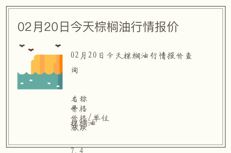 02月20日今天棕櫚油行情報價