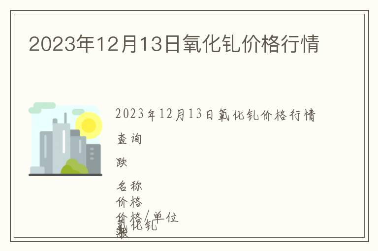 2023年12月13日氧化釓價(jià)格行情
