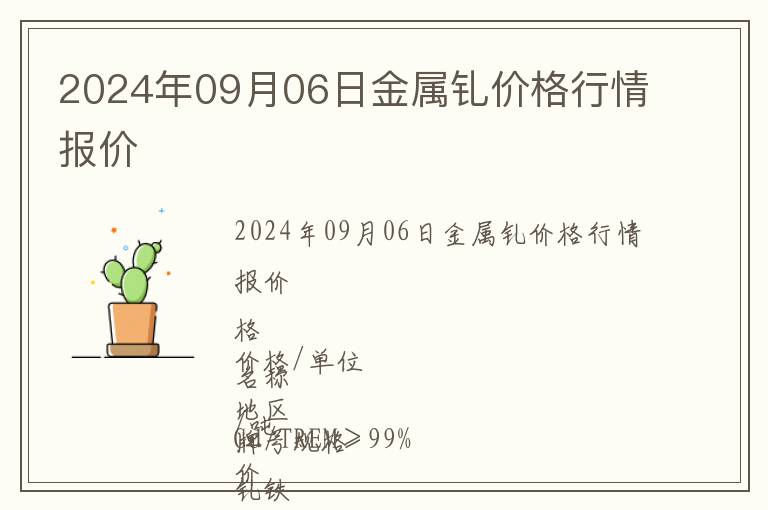 2024年09月06日金屬釓價(jià)格行情報(bào)價(jià)