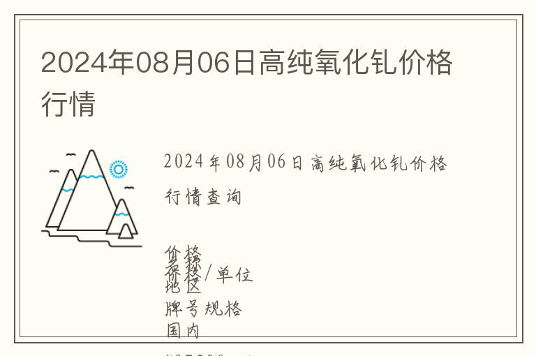 2024年08月06日高純氧化釓價(jià)格行情