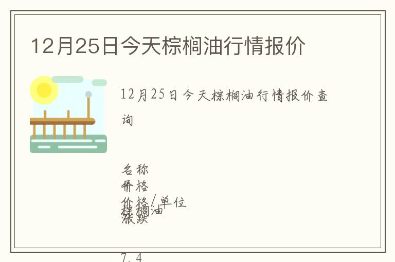 12月25日今天棕櫚油行情報(bào)價(jià)