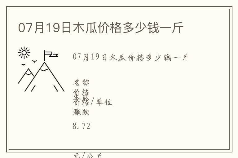 07月19日木瓜價格多少錢一斤