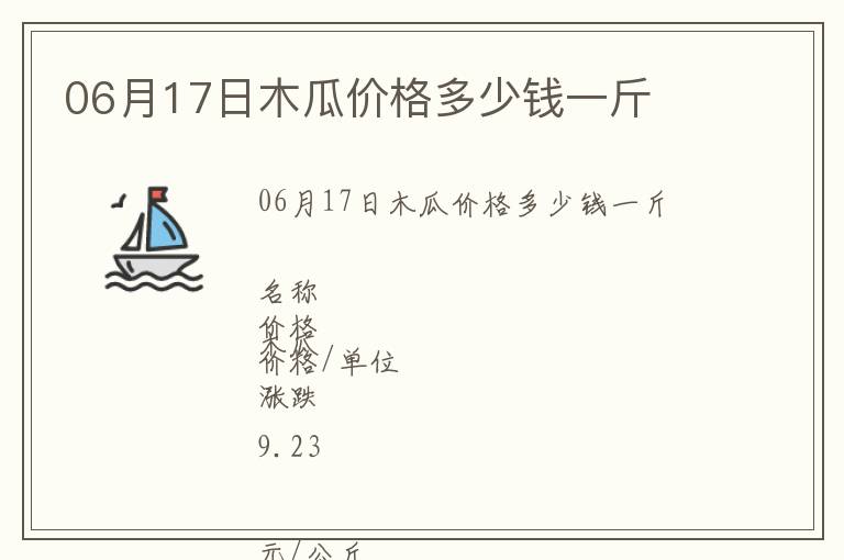 06月17日木瓜價格多少錢一斤