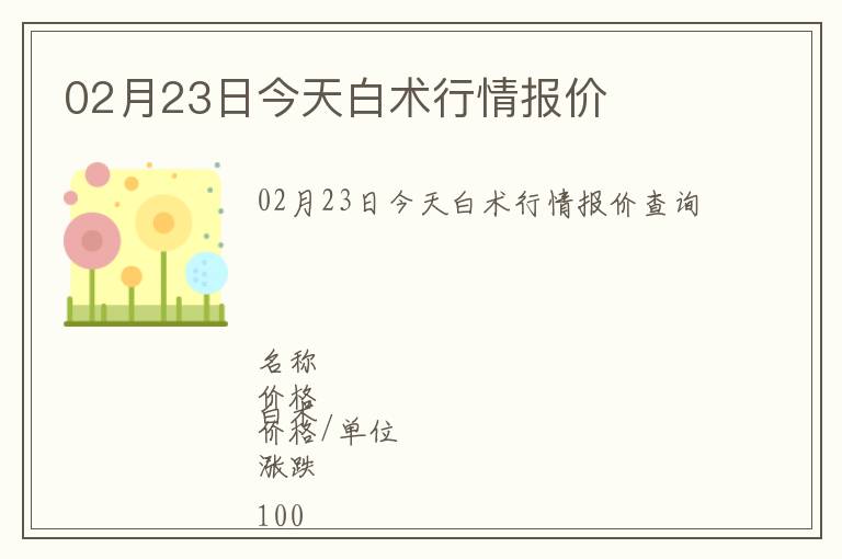 02月23日今天白術(shù)行情報價
