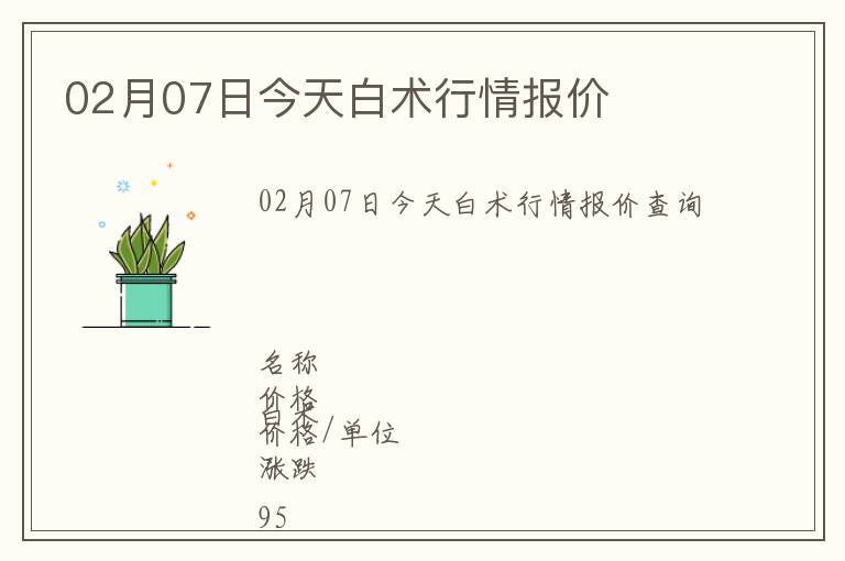 02月07日今天白術(shù)行情報(bào)價(jià)