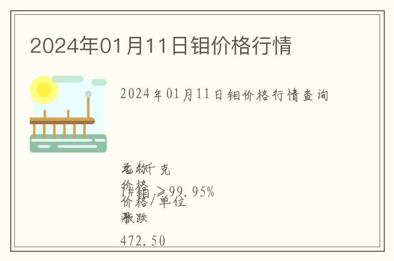 2024年01月11日鉬價(jià)格行情