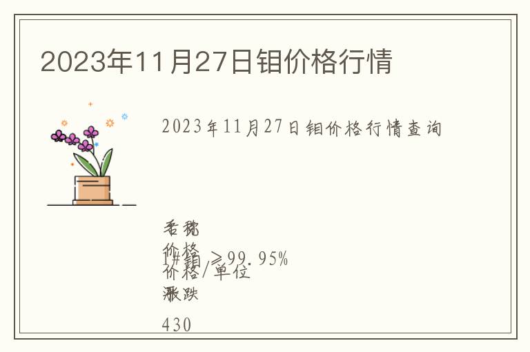 2023年11月27日鉬價(jià)格行情