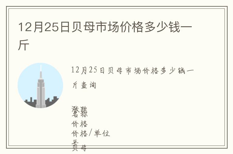 12月25日貝母市場價格多少錢一斤