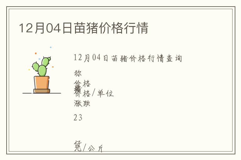 12月04日苗豬價(jià)格行情