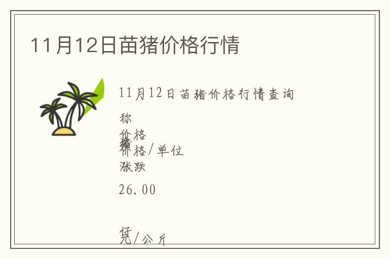 11月12日苗豬價(jià)格行情