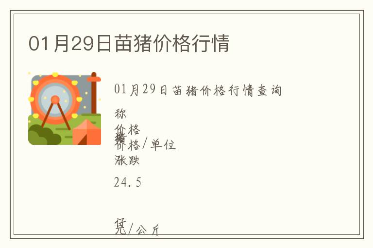 01月29日苗豬價格行情